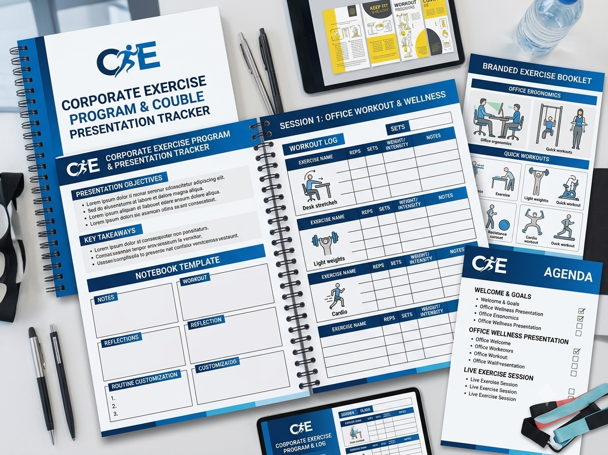 Custom corporate exercise presentation notebook templates